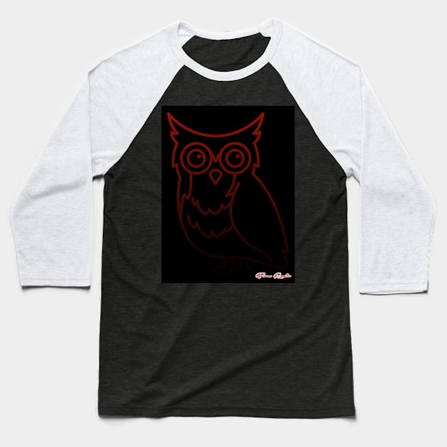 Bwn Radio Owl Signature Logo Baseball T-Shirt by Bwn Radio